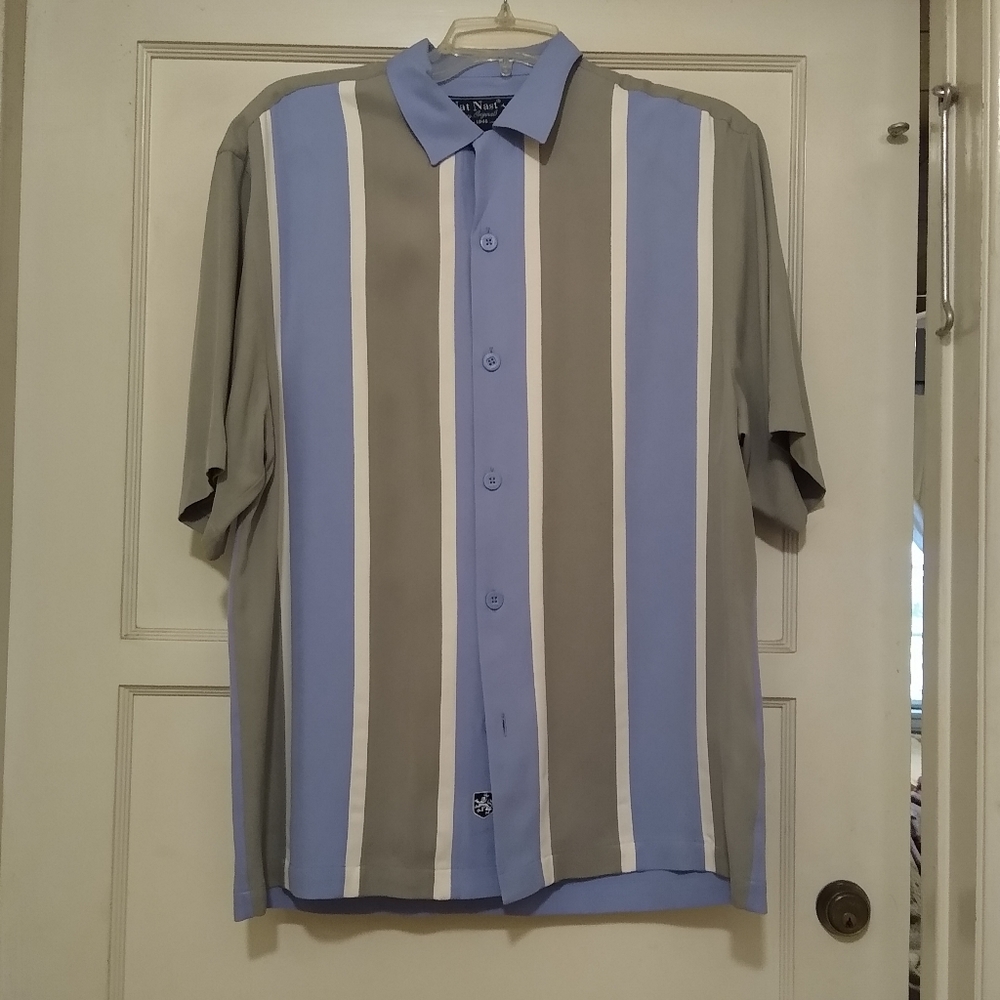 Nat Nast Silk Blue & Gray Shirt